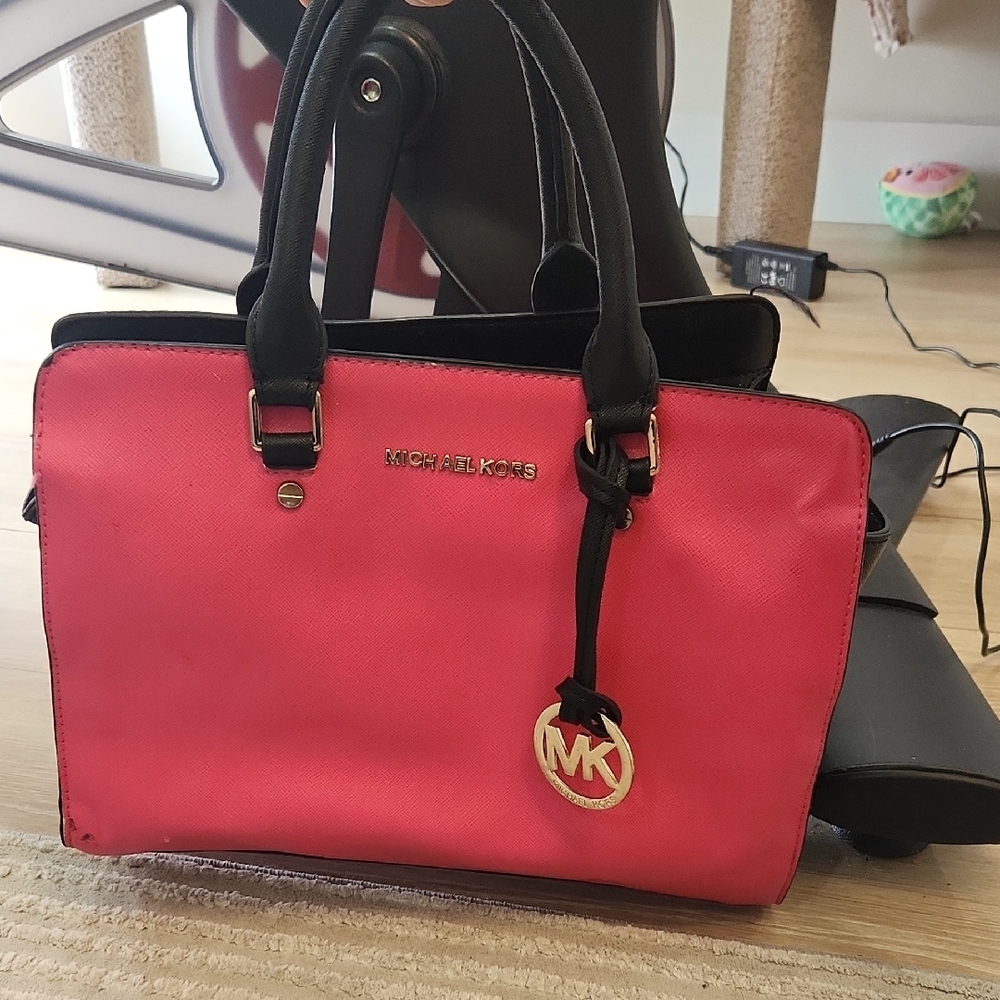 Michael Kors Fuchsia and Black Satchel